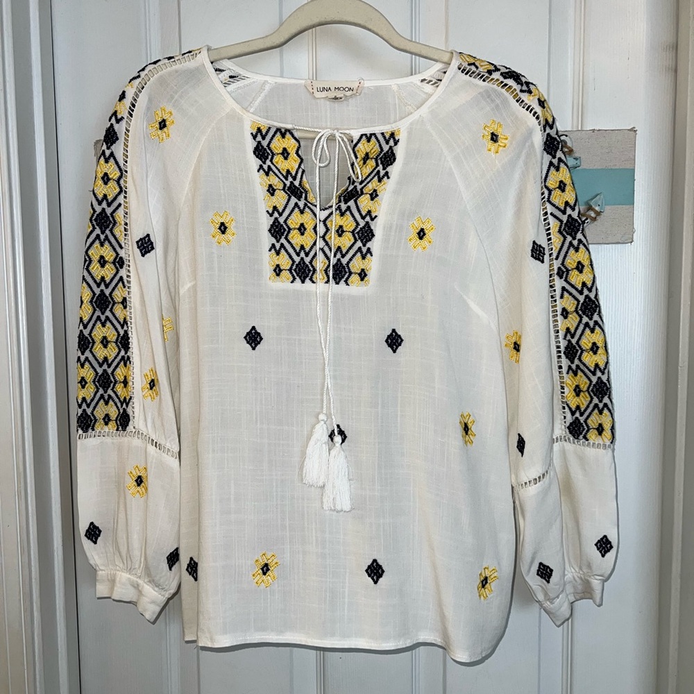 Luna Moon Anthropology Peasant Top Sz S - Picture 2 of 7